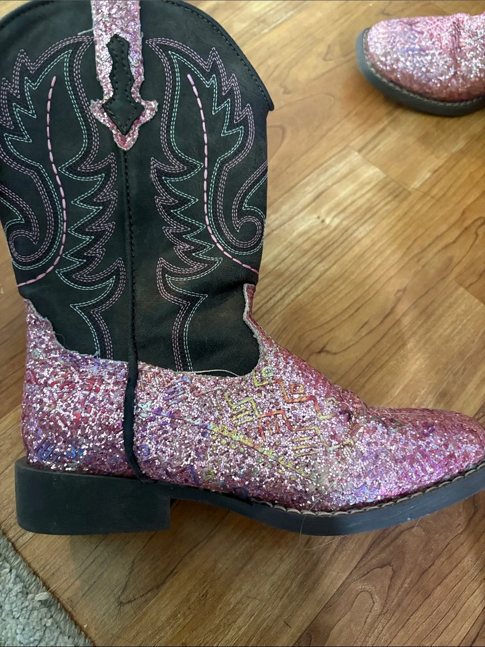Girls' Pink Glitter Cowboy Boots - Kids Western Boots